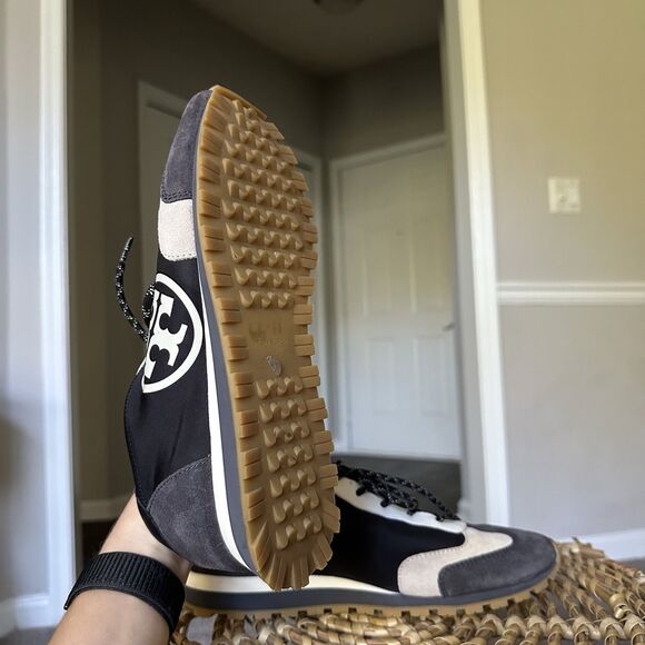Tory Burch Women's Sawtooth Designer Sneakers Shoes Size 9M Black/Gray Lace-Up - Picture 8 of 11